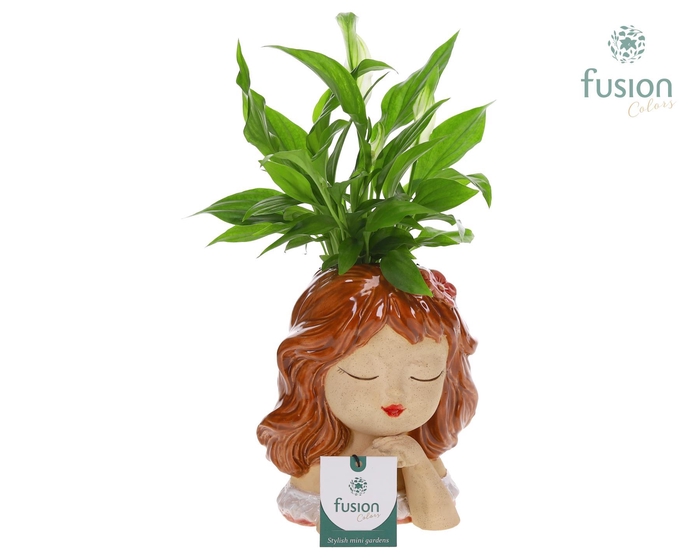 <h4>Keramiek meisjes pot met Spathiphyllum</h4>