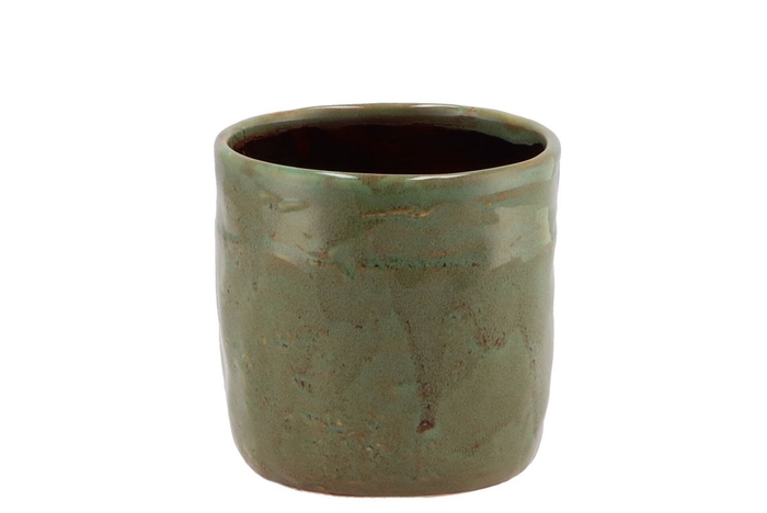 <h4>Iron Stone Green Glazed Pot 12x11cm</h4>