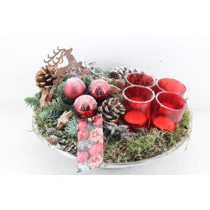 arr5 Kerst MB - Glas schaal XL 4licht rood