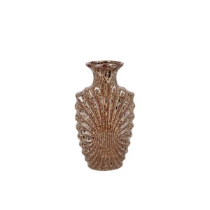 Suus Brown Vase Neck Leopard Glaze 17x12x30cm