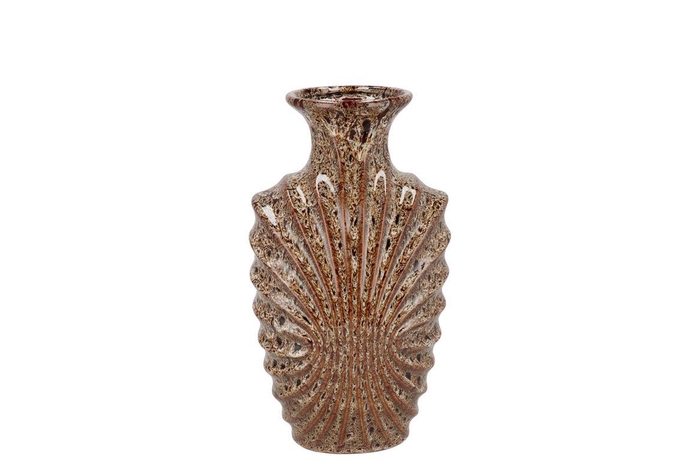 <h4>Suus Brown Vase Neck Leopard Glaze 17x12x30cm</h4>