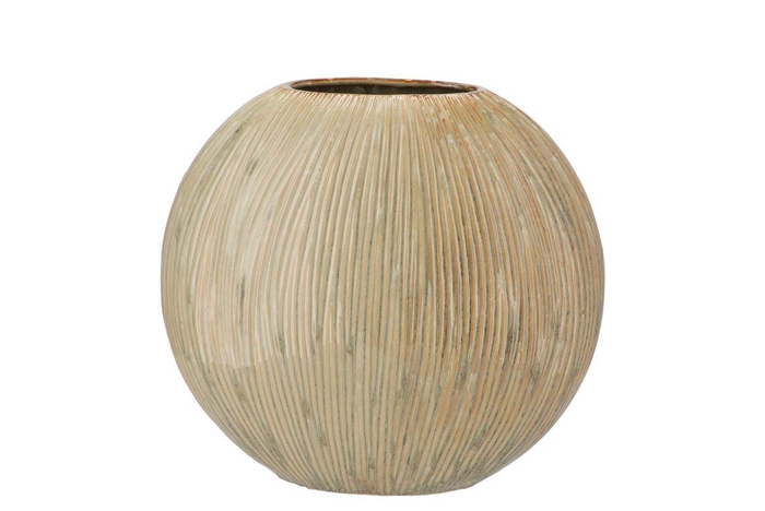 <h4>Sifan Green Vase Stripe Oval 32x13x31cm</h4>
