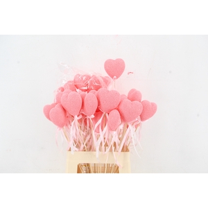 Stick Heart 7,5x7,5cm+Bow Pink