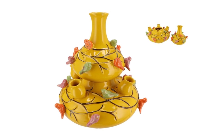 <h4>Bird Vase Yellow Bubbles 28x32cm Nm</h4>