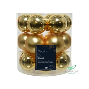 KERSTBAL GLASS 40MM 18PCS LIGHTGOLD