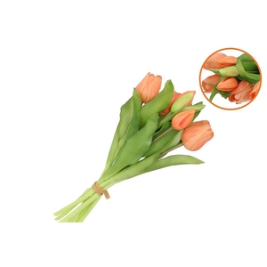 Silk Tulip Bouquet 7x Apricot 17x30cm Nm