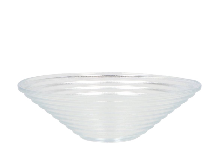 <h4>Glass Bowl Ribbed Conical 23x23x7cm</h4>