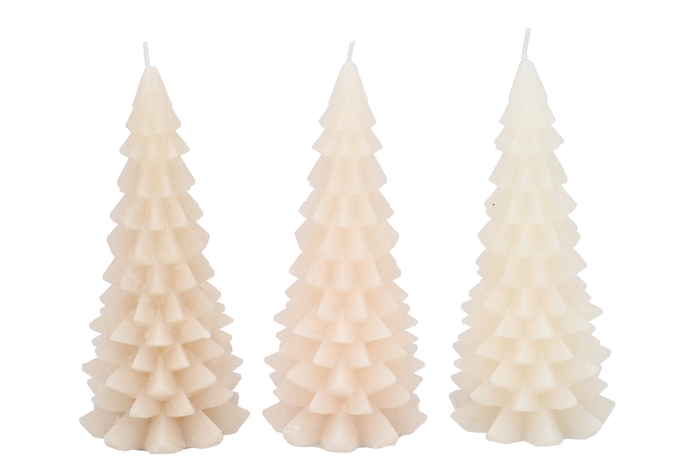 Candle Frosty X-mas Tree Cozy Sand Mix 9x20cm Ass
