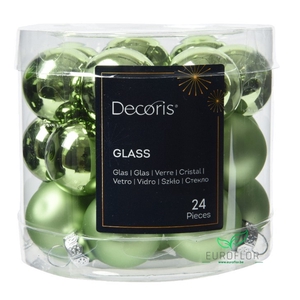 KERSTBAL GLASS 25MM 24PCS GREEN TEA