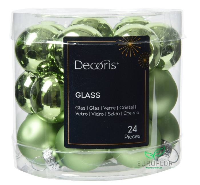 KERSTBAL GLASS 25MM 24PCS GREEN TEA