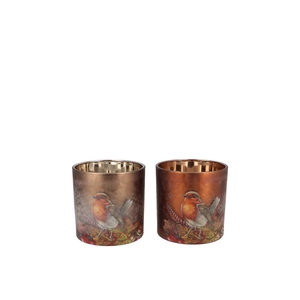 Ruby Scottish Brown T-light Bird Ass 7x8cm