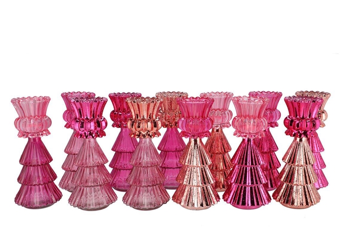 Jazz Jolly Pink T-light X-mas Tree Ass 11x28cm Nm