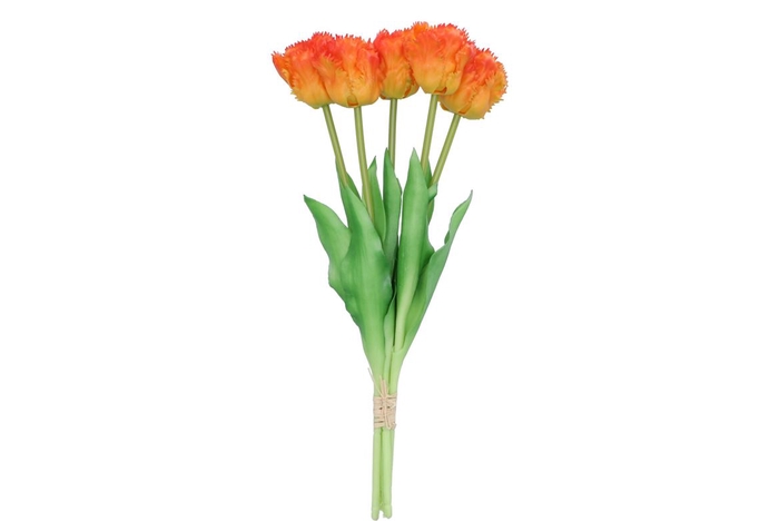 Silk Tulip Bouquet Papagayo 5x Orange 39cm
