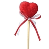 Pick Heart velvet+bow 3x3,5cm+12cm stick red 36pcs