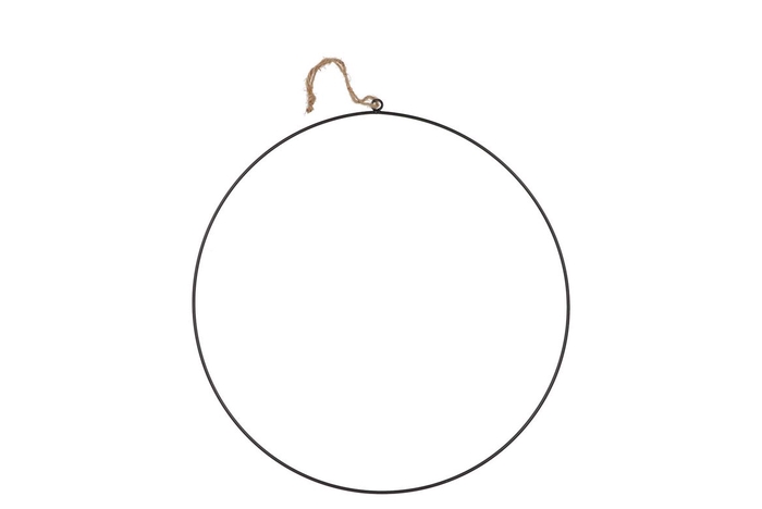 Metal Circle Black With Rope 38cm