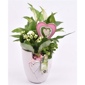 Keramiek pot met hart 12.5CM