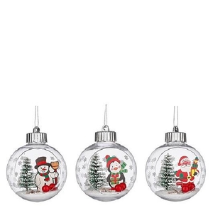 Kerstbal Kerst figuur 80mm ass.