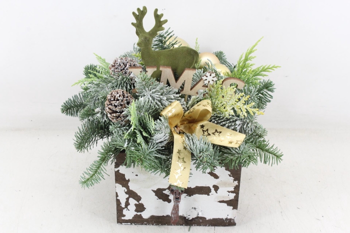 <h4>arr5 Kerst PL - Hout lade 4kant Goud</h4>