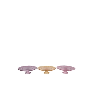 Dayah Pastel Mix Glass Plate On Foot 15x8cm Ass P/1