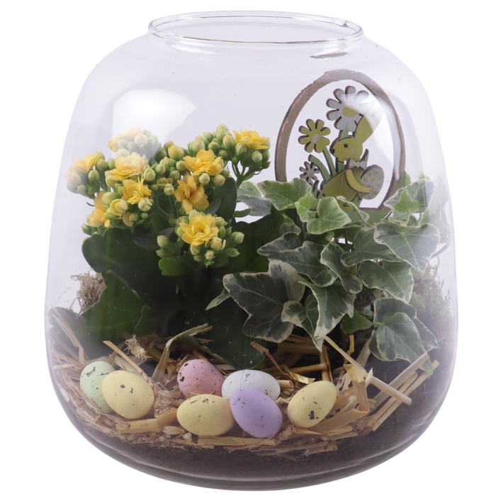 <h4>Easter Arr. Indoor Glass Vase Terrarium Round Ø19cm 2PP</h4>
