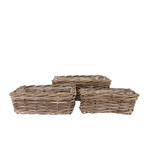 Rattan Kuboo Basket Rectangle S/3 L34/37/41 W18/22/26