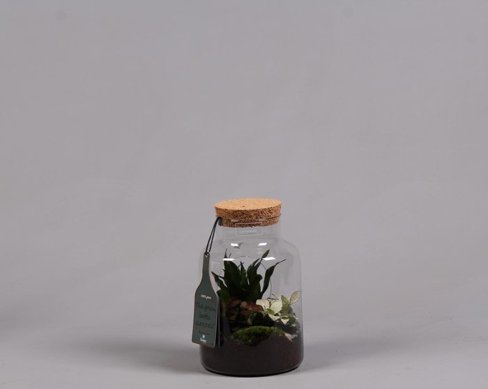 <h4>Green Bottle met Arrangement.</h4>