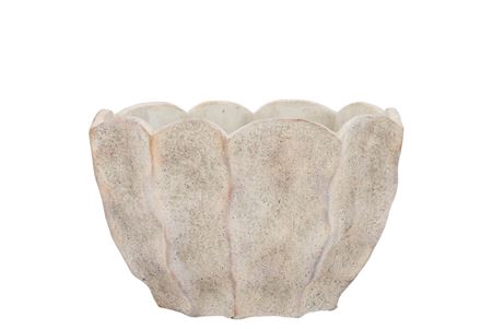 <h4>Alaska Wavy Sand Oval Pot 26x16x17cm</h4>