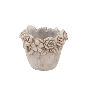Concrete Antique Flower Pot Round 16x16x14cm