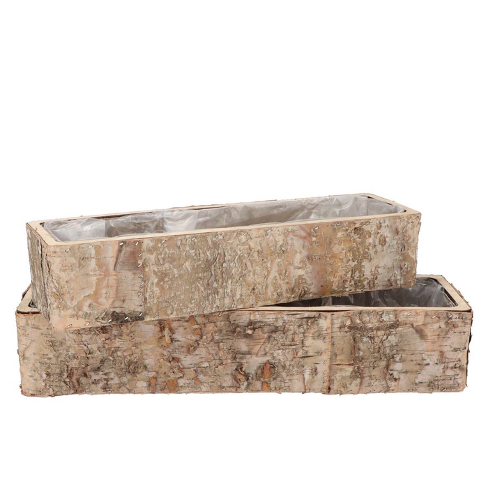 <h4>Nature Birch Planter Rectangle S/2 30x8x7 / 45x12x9cm</h4>