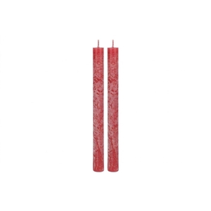 Candle Rustic Dinner Red S/2 3x25cm