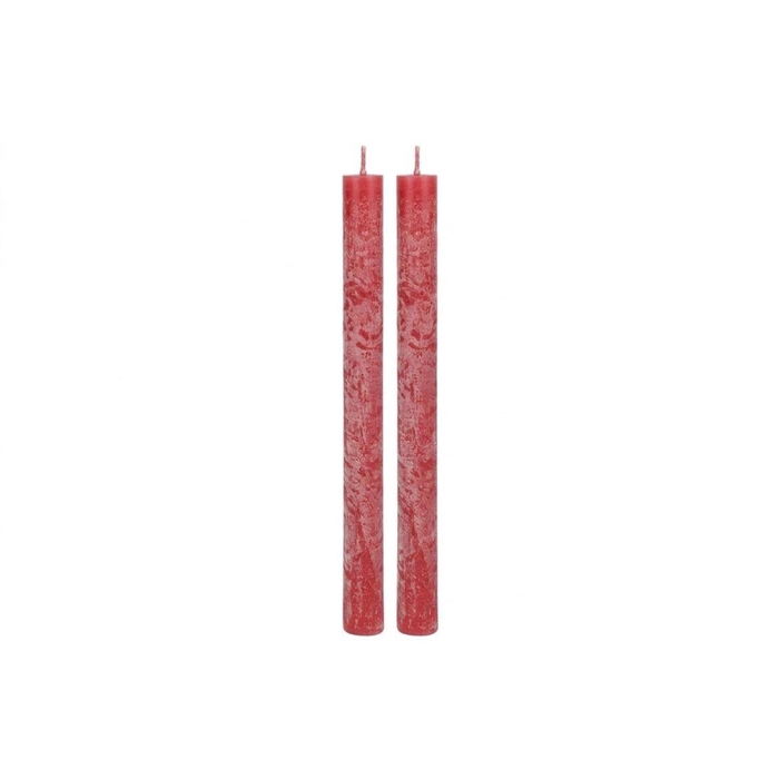 <h4>Candle Rustic Dinner Red S/2 3x25cm</h4>