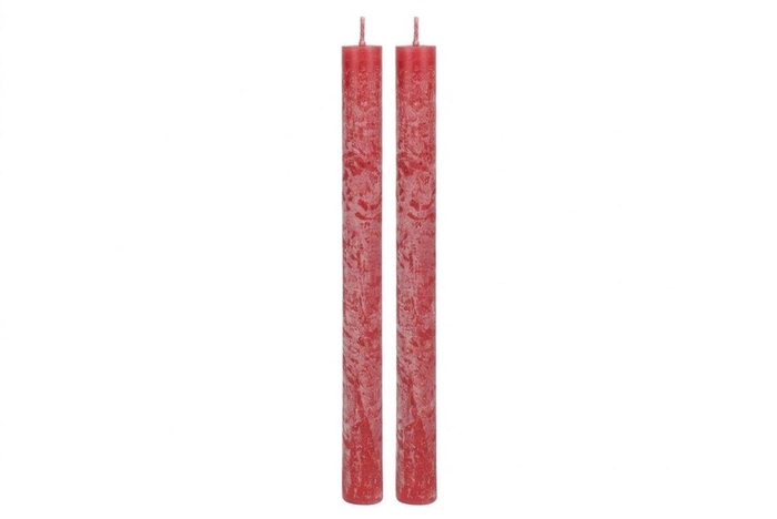<h4>Candle Rustic Dinner Red S/2 3x25cm</h4>