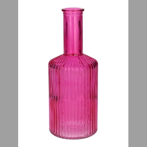 DF02-665461600 - Vase Caro lines neck d3.7/8.2xh20.5 fuchsia transparent