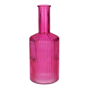 DF02-665461600 - Vase Caro lines neck d3.7/8.2xh20.5 fuchsia transparent