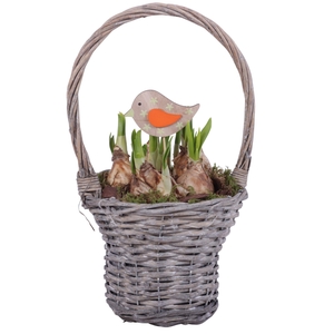 Bulbs Arr. Narcis Willow Handle Basket Grey Ø18cm