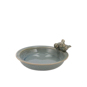 Iron Stone Bird Bowl Glazed Blue 23x5cm