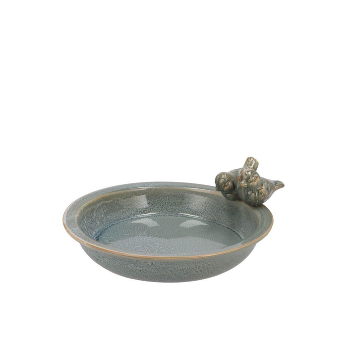 <h4>Iron Stone Bird Bowl Glazed Blue 23x5cm</h4>