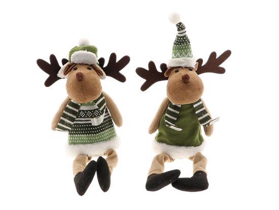 Reindeer Sitting Cozy 2Ass L10W10H36