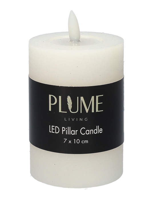 <h4>DF-730466900 - Pillar LED candle Lumina1 RC d7xh10 rustic white</h4>