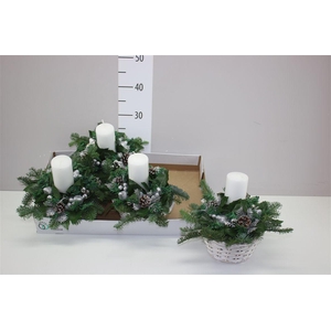 Arr Kerststuk Riet Met Witte Stompkaars