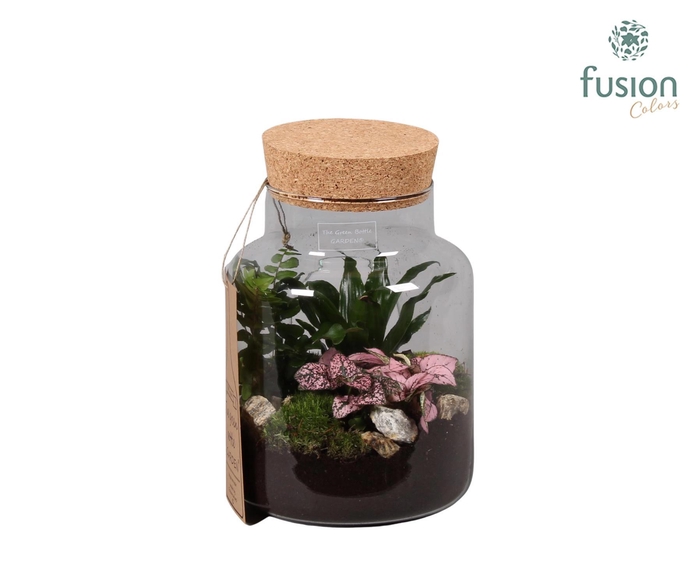 <h4>Green Bottle met Arrangement.</h4>