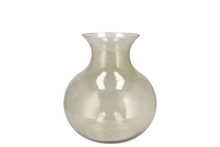 <h4>Mira Olive Green Glass Cone Neck Sphere Vase 16x16x17cm Nm</h4>