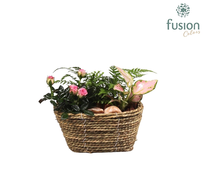 <h4>Mand zeegras ovaal met arrangement</h4>