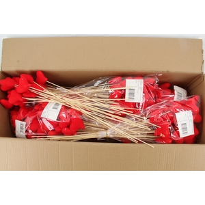 Stick Heart Flock Slanting 6cm Red