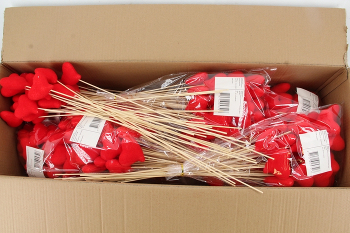 <h4>Stick Heart Flock Slanting 6cm Red</h4>