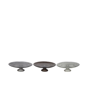 Dayah Shade Of Grey Glass Plate On Foot 15x8cm Ass P/1 Nm