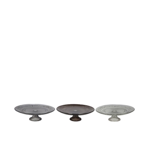 Dayah Shade Of Grey Glass Plate On Foot 15x8cm Ass P/1 Nm