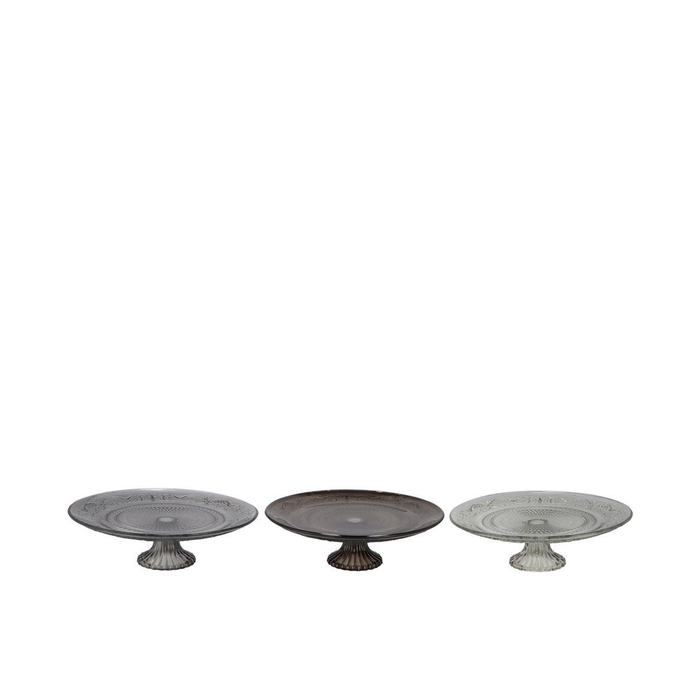 <h4>Dayah Shade Of Grey Glass Plate On Foot 15x8cm Ass</h4>