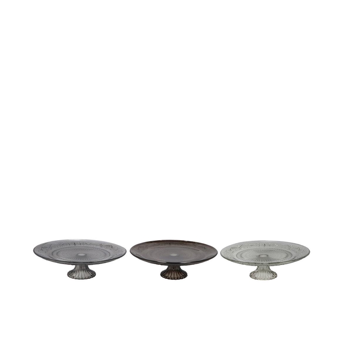 <h4>Dayah Shade Of Grey Glass Plate On Foot 15x8cm Ass P/1 Nm</h4>