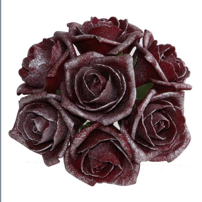 FOAM ROSE 6CM PEARL burgundy SET 42PCS